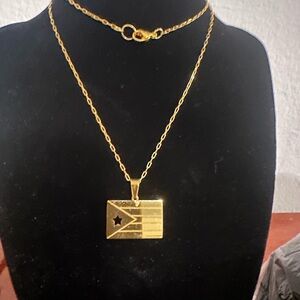 Stainless Steel Gold tone Puerto Rico Necklace New!! Handmade!